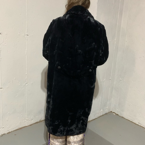 Black Faux Mink Vintage Stroller, Fabric made in West Germany, Penn Craft - Picture 3 of 6